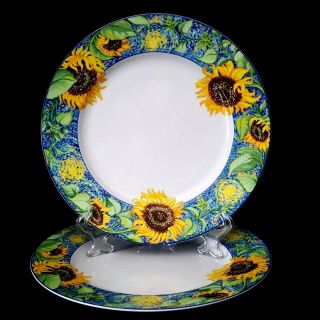Van Gogh Sunflowers 2 Dinner Plates 10 7/8 inch Heartland Gerald Patrick Japan 2