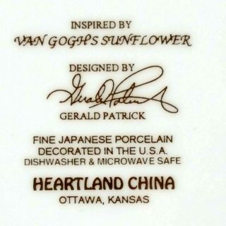 Van Gogh Sunflowers 2 Dinner Plates 10 7/8 inch Heartland Gerald Patrick Japan 5