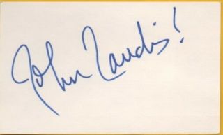 L - John Landis Autograph Index Card W/coa