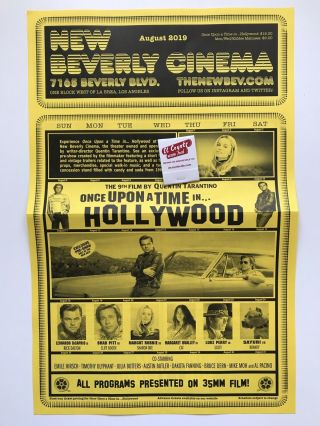 Once Upon A Time In Hollywood Tarantino Beverly Cinema Calendar August 2019