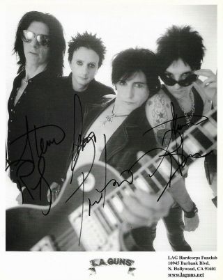 Autographed Photo Of La Guns,  All Four Members From 2005 Signed Tracii Guns
