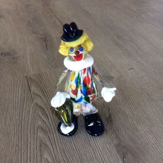 Vintage Murano Glass Clown Drummer From Band Set With Drum 7 " Italy Paperweight