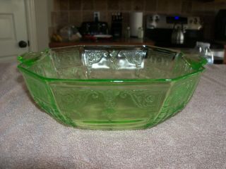 Green Depression Glass Princess 8 " Serving Bowl