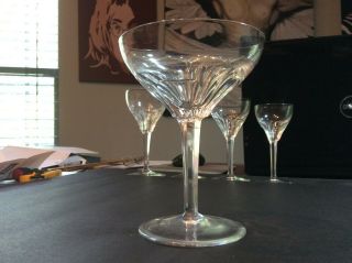 Set Of 6 Val St.  Lambert Vintage Crystal Champagne Glasses