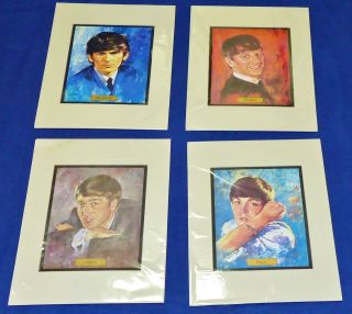 The Beatles Vintage Signed Leo Jansen Oil Painting Prints Nems,  Set Of 4,  Matted