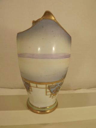 Antique Hand Painted Nippon Moriage Morimura Bros.  Double Handled Vase Seascape 3