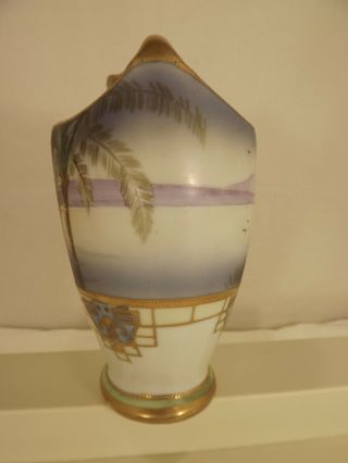 Antique Hand Painted Nippon Moriage Morimura Bros.  Double Handled Vase Seascape 4