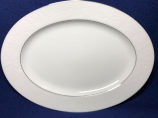 Noritake Ranier 6909 White/platinum 16.  5” Oval Serving Platter -