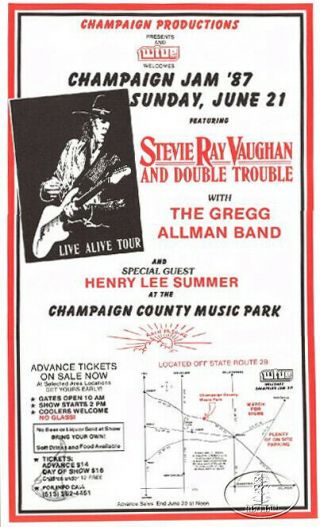 Stevie Ray Vaughan 1987 Concert Poster Allman Brothers Band
