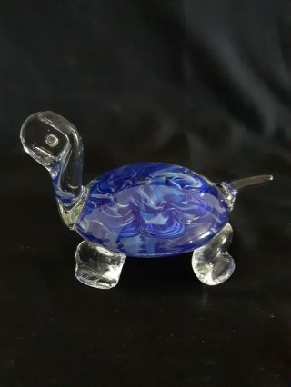 Vintage Joe Rice Glass Turtle Paper Weight Figurine Art Glass