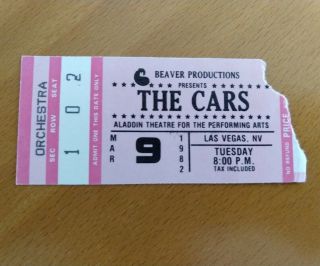 The Cars Las Vegas 1982 Concert Ticket Stub Ric Ocasek