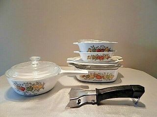 Vintage 9 Piece Set Of Spice Of Life Corning Ware