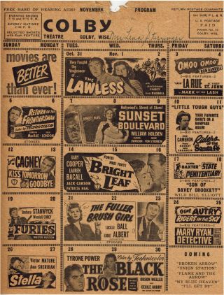 Movie Theater Monthly Program November 1950 Featuring Classic Titles