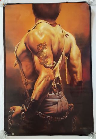 Rare.  Vintage Dragon Tattoo Boris Vallejo Poster 23x35 " Art Kung Fu 90s (1992)