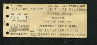 1984 The Cars Wang Chung Concert Ticket Stub Pittsburgh Heartbeat City