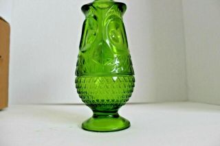 Vintage Viking Glass Green Owl Lamp 1969 Mid Century Candle Votive Estate