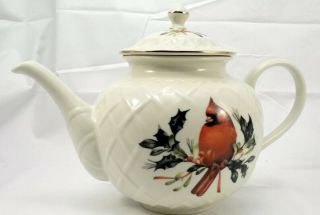 Lenox Winter Greetings Carved Teapot Cardinal 2