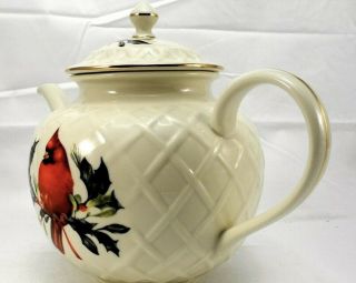 Lenox Winter Greetings Carved Teapot Cardinal 4