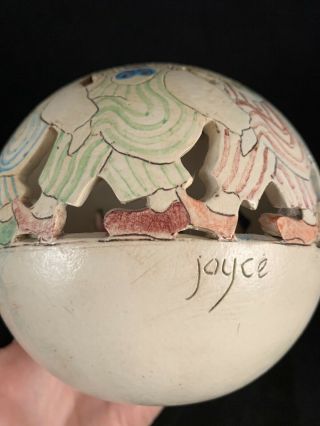 Vintage Folk Art Ceramic Pottery Clown Planter Pot Candle Votive Signed Joyce 5