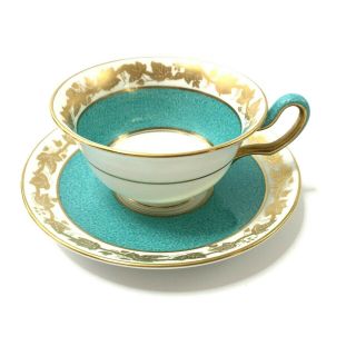 Wedgewood Whitehall Powder Turquoise Footed Tea Cup And Saucer W3992