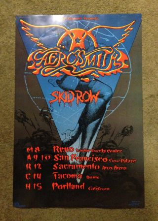 AEROSMITH Skid Row 1990 concert poster Bill Graham Rick Griffin Art 2