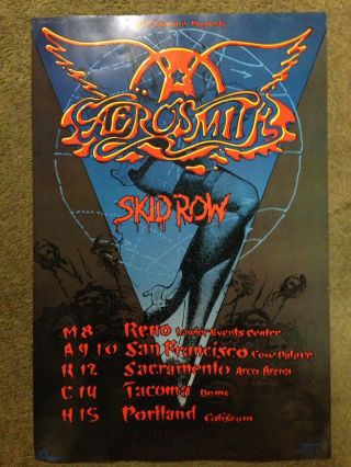 AEROSMITH Skid Row 1990 concert poster Bill Graham Rick Griffin Art 3