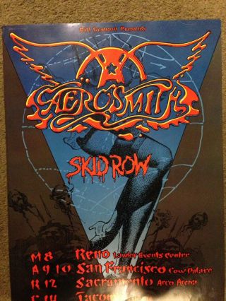 AEROSMITH Skid Row 1990 concert poster Bill Graham Rick Griffin Art 7