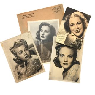 4 Vintage Autographed Hollywood Actress 5 " X7 " Photos,  Barbara Stanwyck Envelope