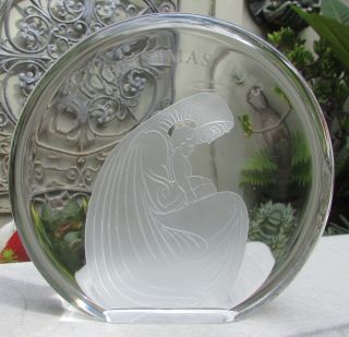 Vintage Wedgwood Art Crystal Glass Large Paperweight Christmas 1973