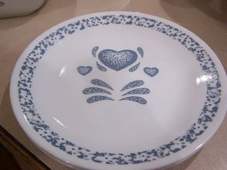4 Corelle Blue Hearts Luncheon Plates 8 1/2 "