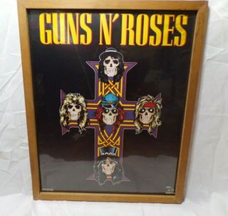 Guns N Roses 1989 Cross Slash Axl Rose Duff Izzy Steven Adler Framed Poster Rare