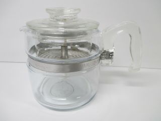 Vintage Pyrex Flameware 7754 Clear Glass 4 Cup Percolator Coffee Pot Complete