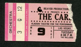 The Cars 1982 Concert Ticket Stub Aladdin Las Vegas Shake It Up