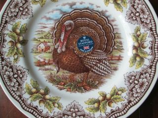 Royal Stafford Victorian English Pottery Set Of 4 Turkey Dinner Plates W/tag