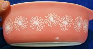 VINTAGE 1 1/2 QT PINK DAISY PYREX CASSEROLE DISH WITH LID 8