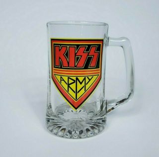 Kiss Army Large 26 Oz Heavy Duty Clear Glass Beer Mug Stein 1.  5 Pint Made In Usa
