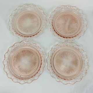 Anchor Hocking Old Colony Open Lace Edge Pink 10.  5 " Dinner Plate Set Of 4