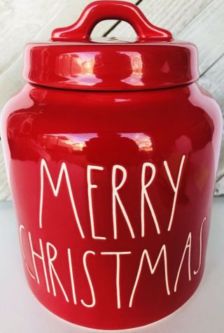 Rae Dunn Merry Christmas Canister Red White Large Letter Ll 2019 Holiday Santa