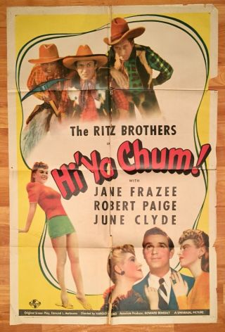 1943 - Hi Ya Chum - Cheesecake Ritz Bros - Movie Poster 27x41 1 Sheet