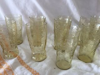 10 Vintage Federal Depression Glass Amber Madrid 5.  25 " Tumblers Iced Tea 1932 - 39