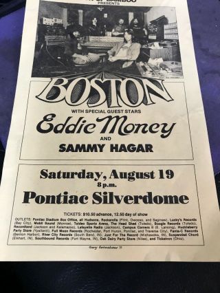 Boston W Eddie Money,  Sammy Hagar Pontiac Detroit 1 Page Flyer 1978