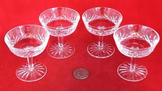 (4) Lismore Waterford Crystal Cut Glass Champagne / Tall Sherbet (1) Chip Crack