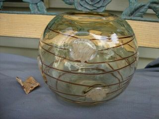 Murano Italy Hand Blown Art Glass Vase Bowl Antique Vtg Mid Century