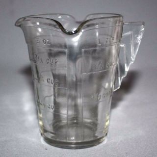 Vintage Rare Federal 1 Cup 3 Spout Crystal Clear Handled Measuring Measure Glass