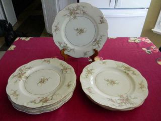 (8) Vintage Theodore Haviland York Rosalinde Fine China Dinner Plates