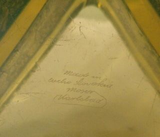 Antique Moser Karlsbad Gilded Frieze Vaseline Uranium Glass Ashtray 1920s Signed 2
