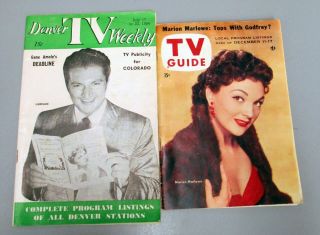 (2) 1954 Vintage Tv Guides,  Marion Marlowe & Denver,  Co Tv Guide,  Liberace