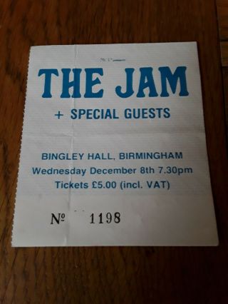 The Jam Concert Tour Ticket Bingley Hall 8/12/1982 Mods Punk