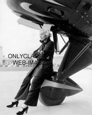 Carole Lombard Sexy Girl Aviatrix 8x10 Photo Waco Cjc Airplane Vintage Aviation