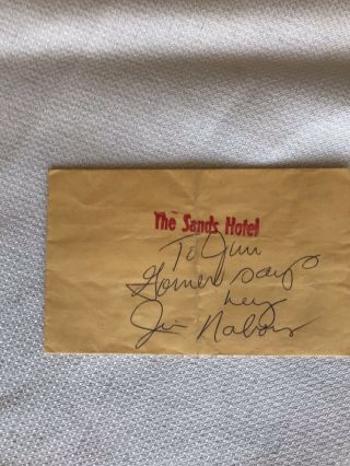 Don Adams And Jim Nabors Autograph Written On A Sands Hotel Valet Car Key Holder